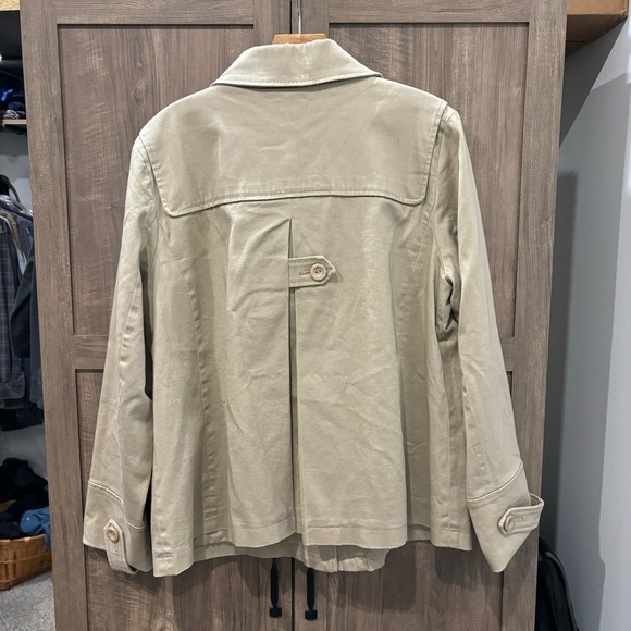 CJ Banks Crop Trench Coat size X (14W) Beige - Picture 2 of 10